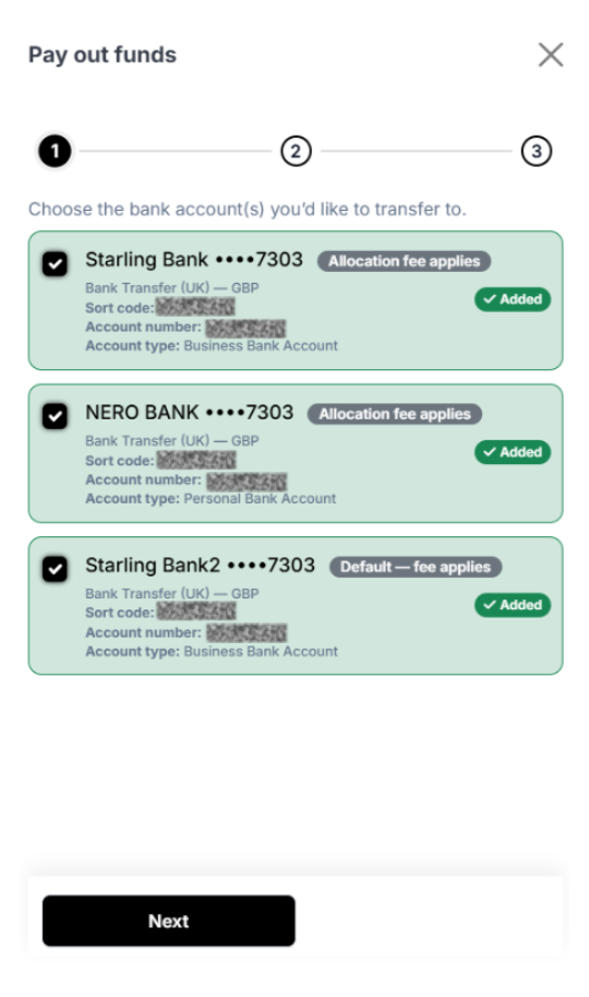 Confirm accounts - step 3