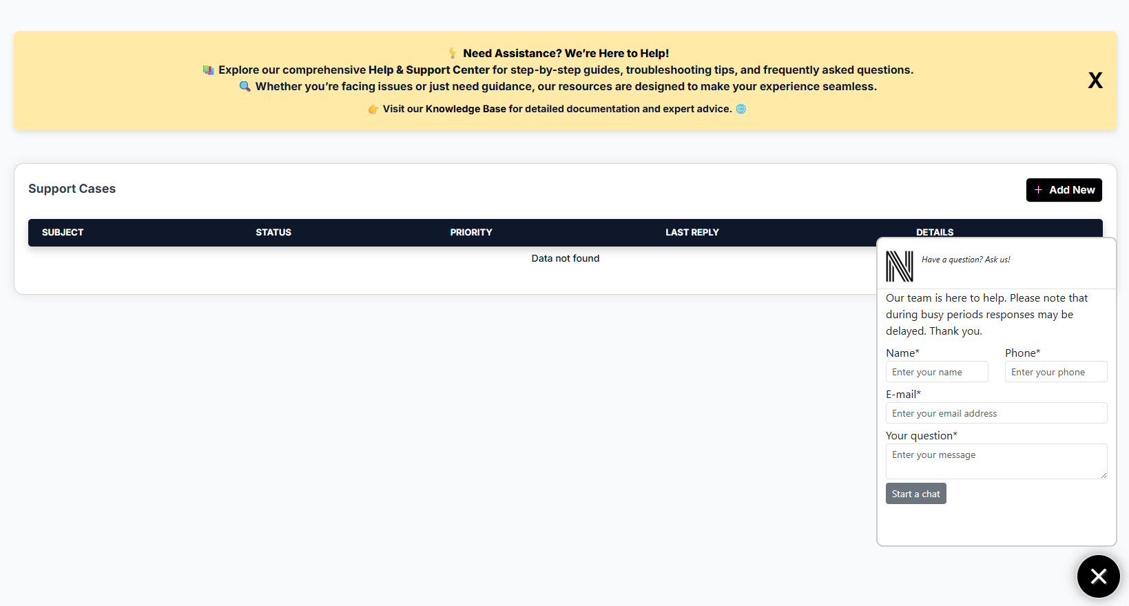 NeroPAY Support Cases Screenshot